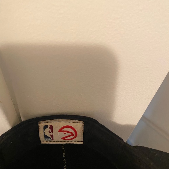 Atlanta Hawks Mitchell & Ness Black and White Logo & Team Logo Hat